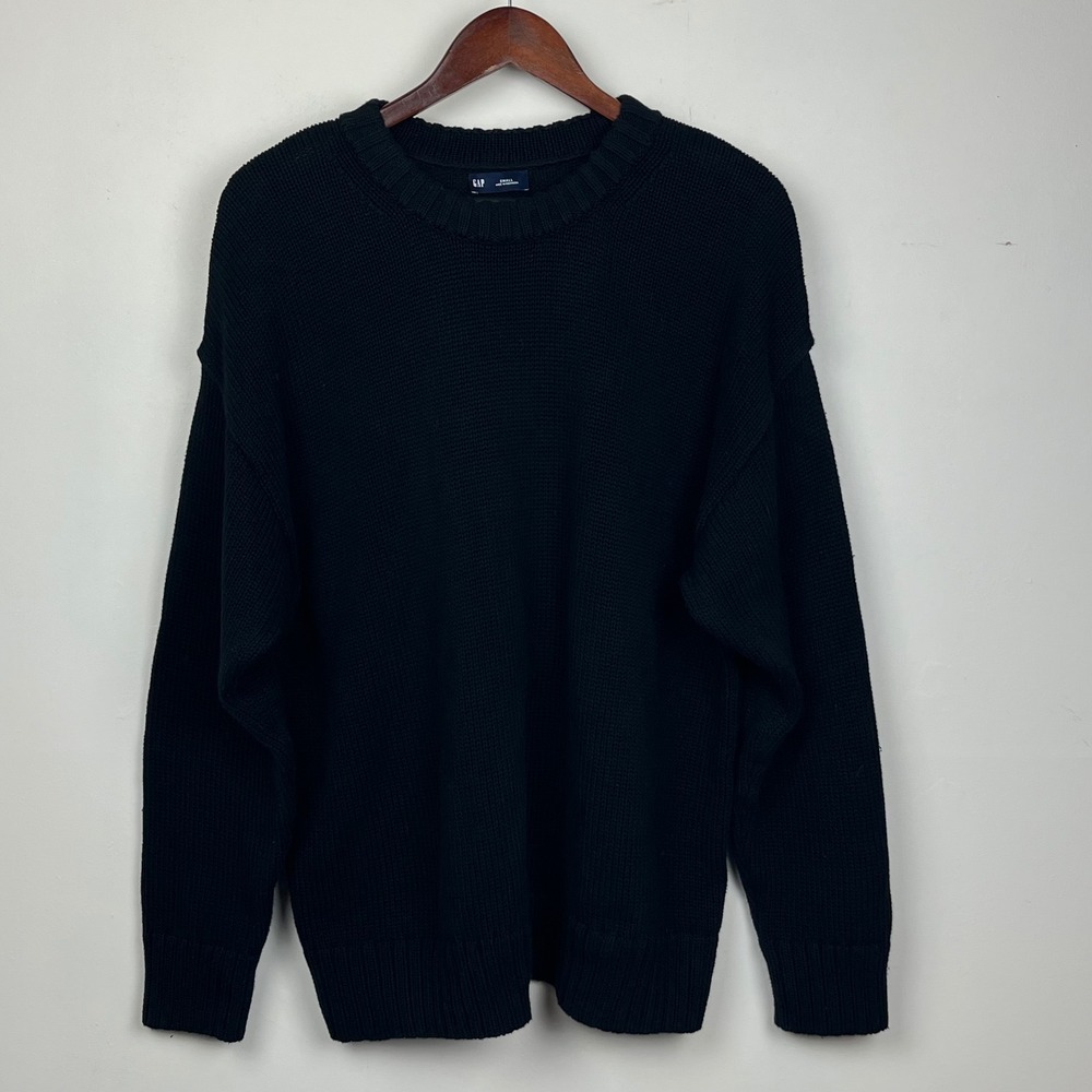 Gap Shaker Knit Sweater Small Black Clean Girl Heritage Prep Oversized